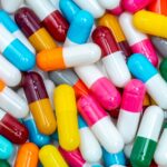 Colorful capsule pills. Pharmaceutical industry. Healthcare and medicine background. Pharmaceutic
