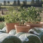 Healthy young tree saplings in pots ready for professional removal or planting services.